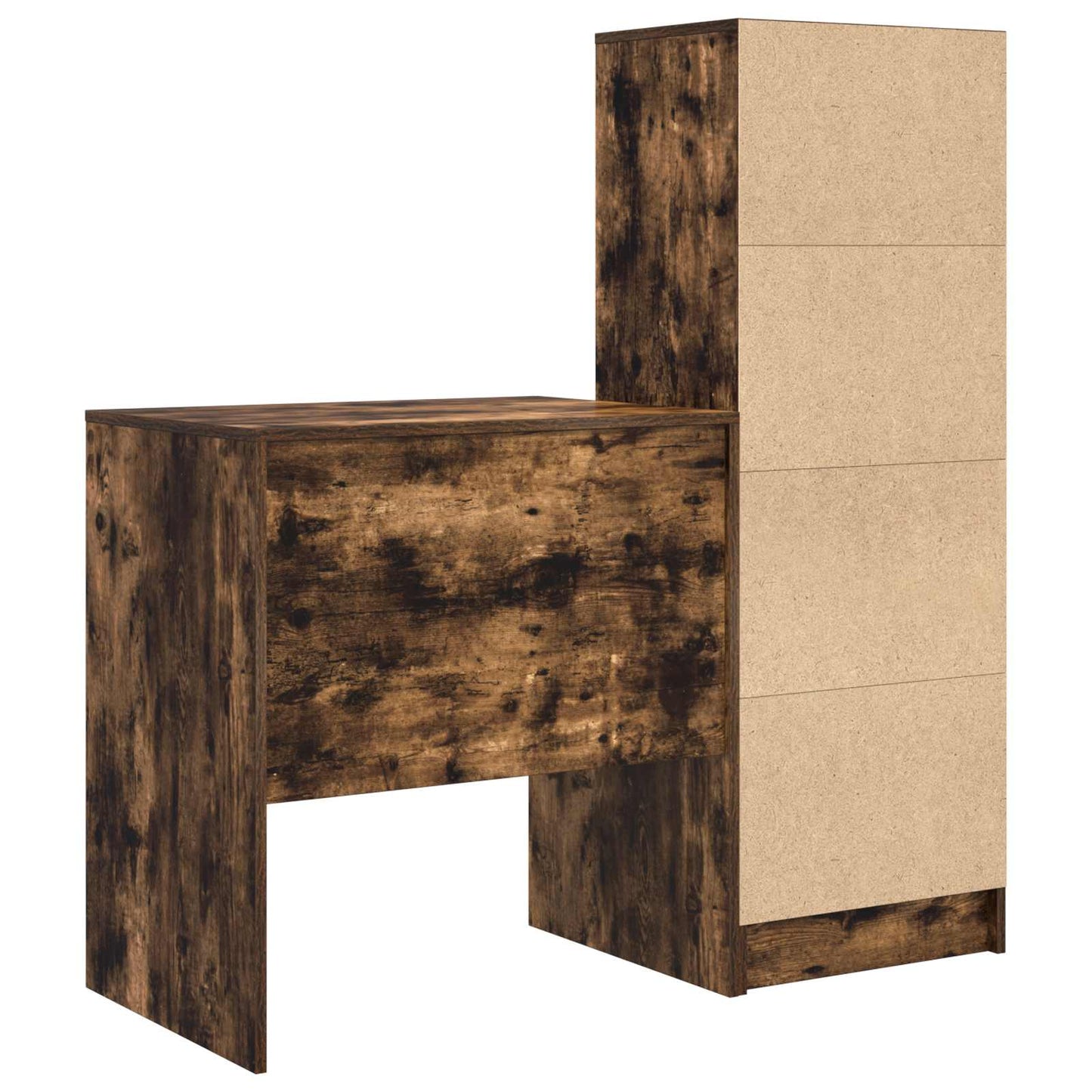 Desk with Drawer with Shelf with Storage 2 pcs Smoked Oak