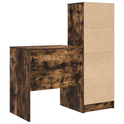 Desk with Drawer with Shelf with Storage 2 pcs Smoked Oak