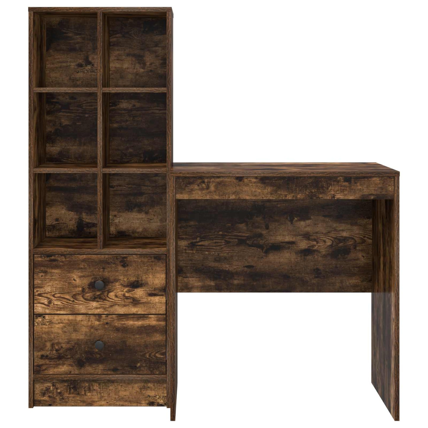 Desk with Drawer with Shelf with Storage 2 pcs Smoked Oak