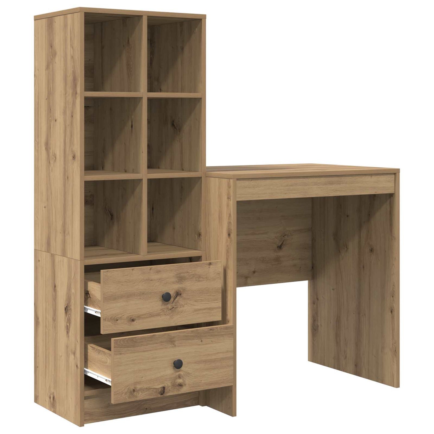 Desk with Drawer with Shelf with Storage 2 pcs Artisan Oak