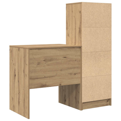 Desk with Drawer with Shelf with Storage 2 pcs Artisan Oak