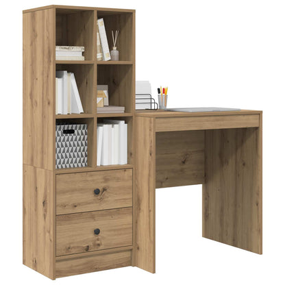 Desk with Drawer with Shelf with Storage 2 pcs Artisan Oak