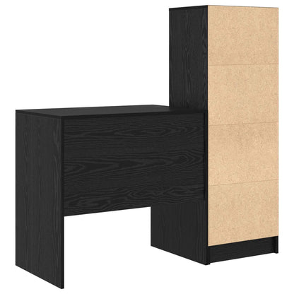 Desk with Drawer with Shelf with Storage 2 pcs Black Oak