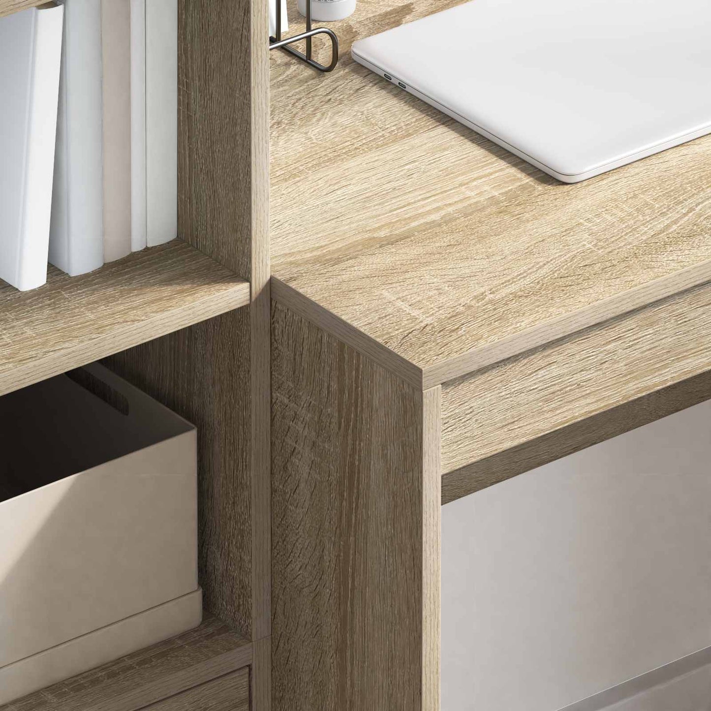 Desk with Drawer with Shelf with Storage 2 pcs Sonoma Oak