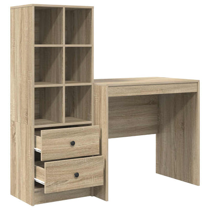 Desk with Drawer with Shelf with Storage 2 pcs Sonoma Oak