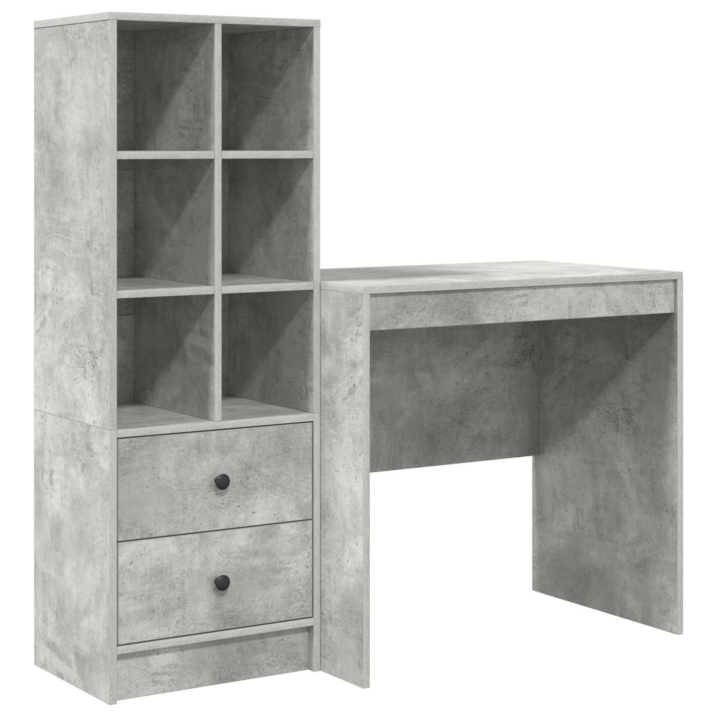 Desk with Drawer with Shelf with Storage 2 pcs Concrete Grey