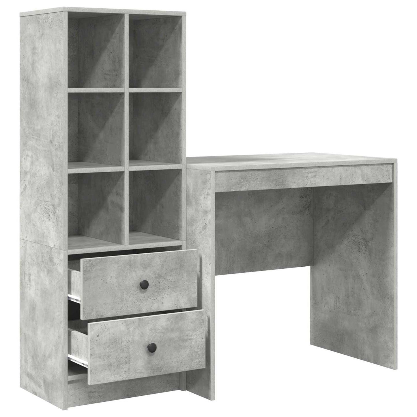Desk with Drawer with Shelf with Storage 2 pcs Concrete Grey