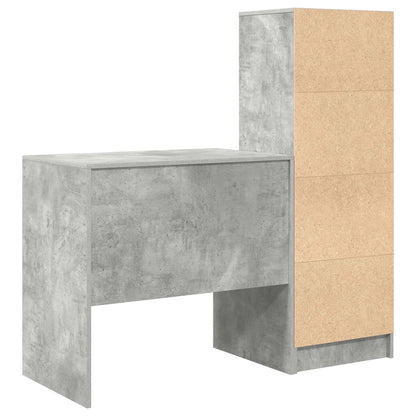 Desk with Drawer with Shelf with Storage 2 pcs Concrete Grey