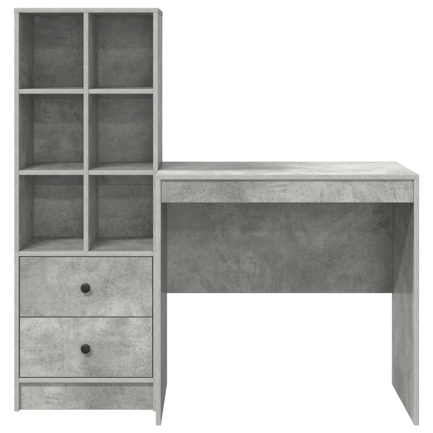 Desk with Drawer with Shelf with Storage 2 pcs Concrete Grey