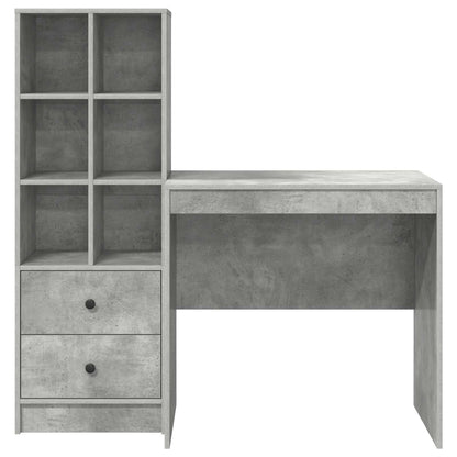Desk with Drawer with Shelf with Storage 2 pcs Concrete Grey