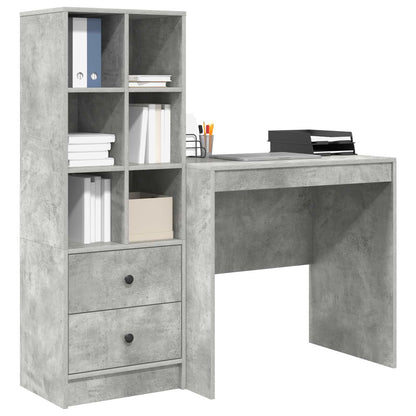 Desk with Drawer with Shelf with Storage 2 pcs Concrete Grey