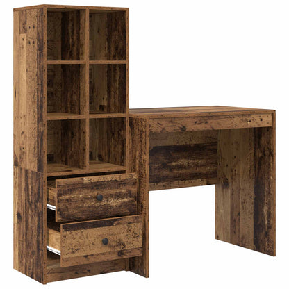 Desk with Drawer with Shelf with Storage 2 pcs Old Wood
