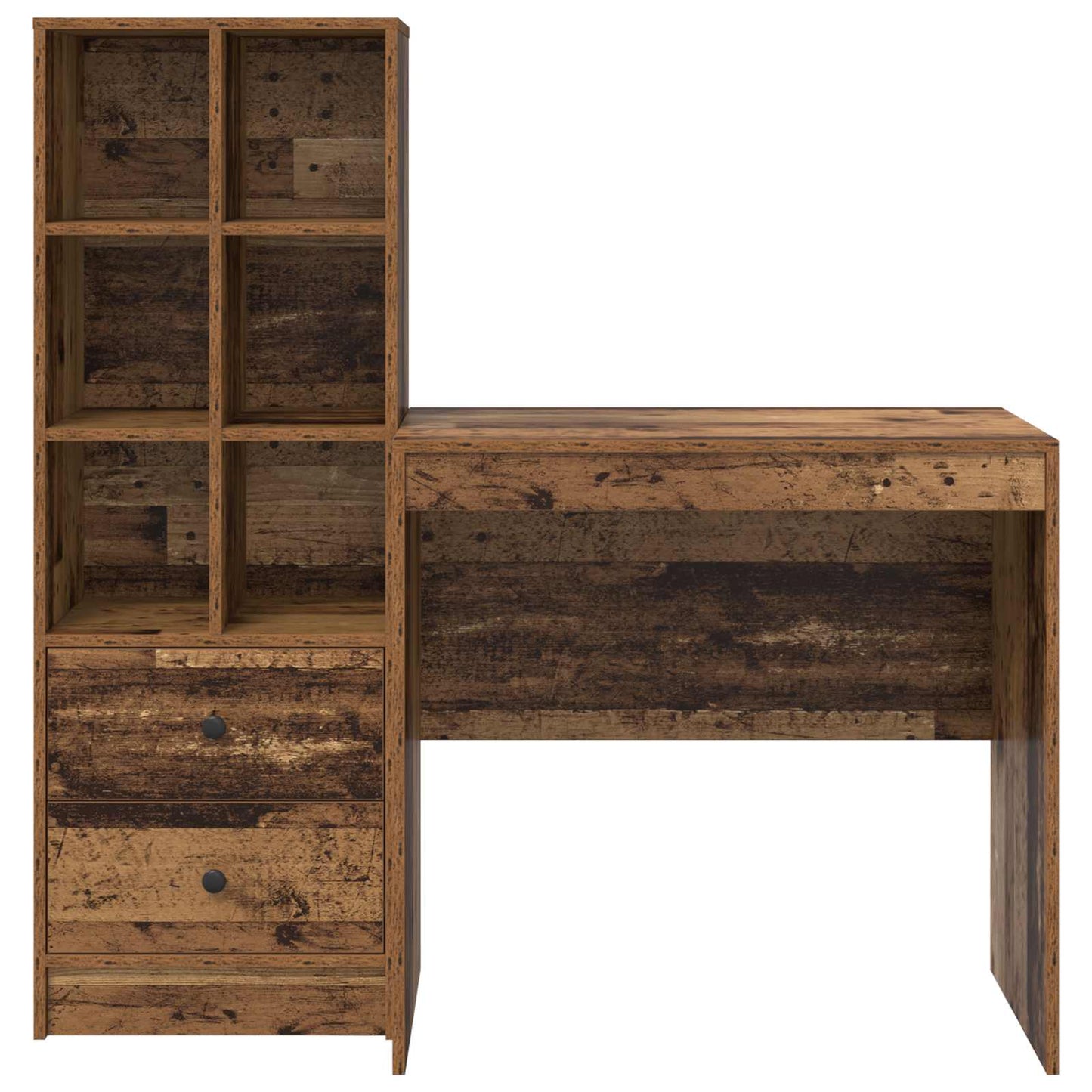 Desk with Drawer with Shelf with Storage 2 pcs Old Wood