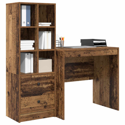 Desk with Drawer with Shelf with Storage 2 pcs Old Wood