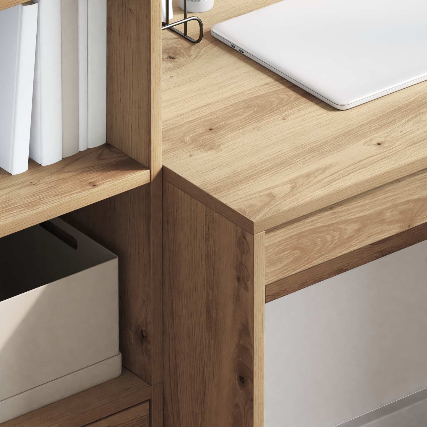 Desk with Drawer with Shelf with Storage 2 pcs Artisan Oak