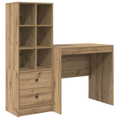 Desk with Drawer with Shelf with Storage 2 pcs Artisan Oak
