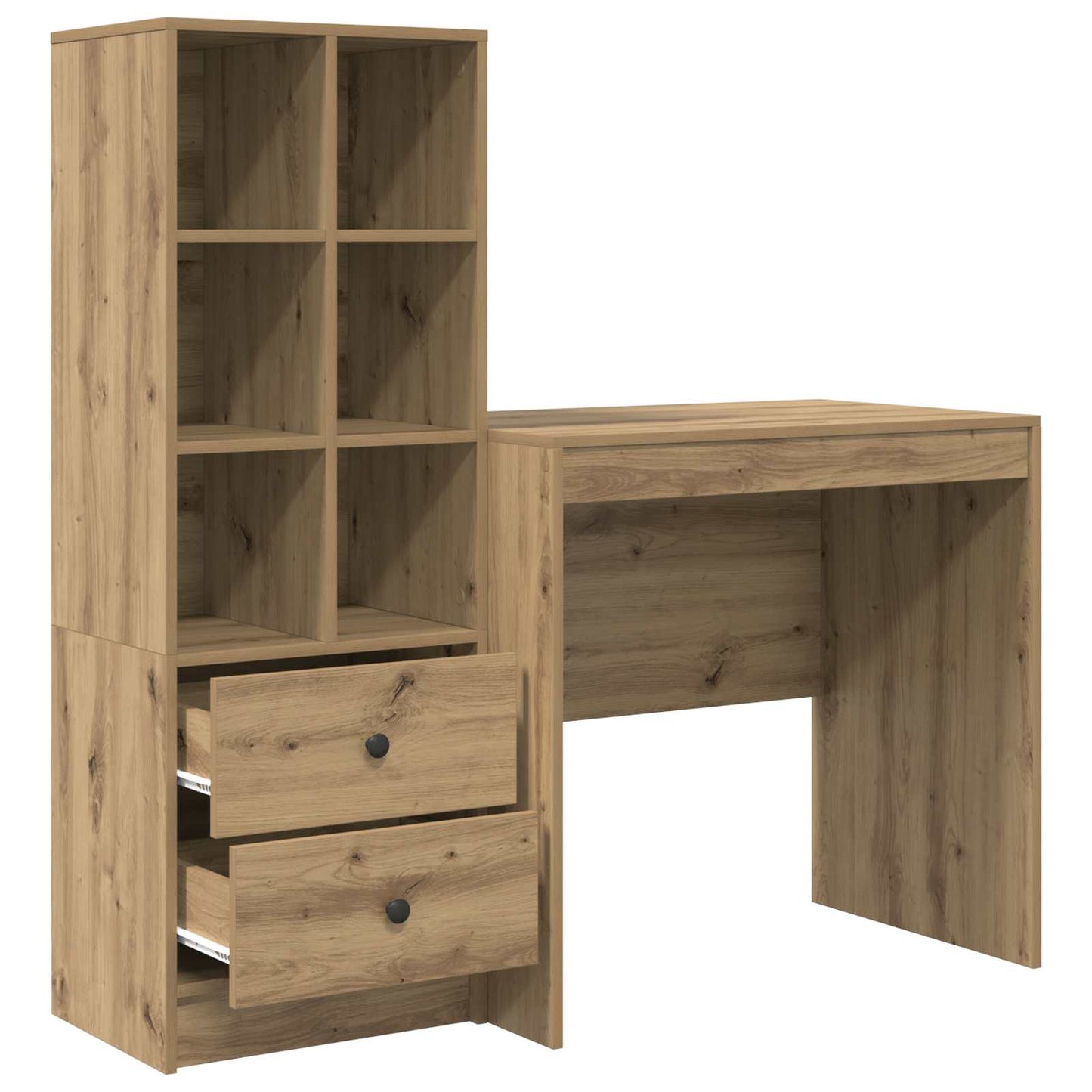 Desk with Drawer with Shelf with Storage 2 pcs Artisan Oak