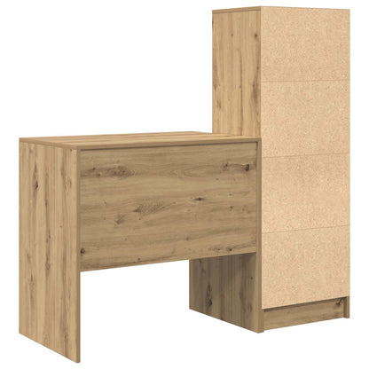 Desk with Drawer with Shelf with Storage 2 pcs Artisan Oak