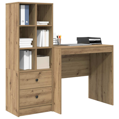 Desk with Drawer with Shelf with Storage 2 pcs Artisan Oak