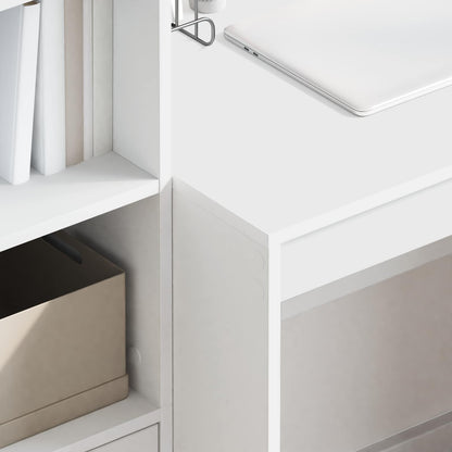 Desk with Drawer with Shelf with Storage 2 pcs White