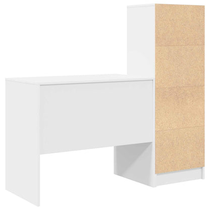 Desk with Drawer with Shelf with Storage 2 pcs White