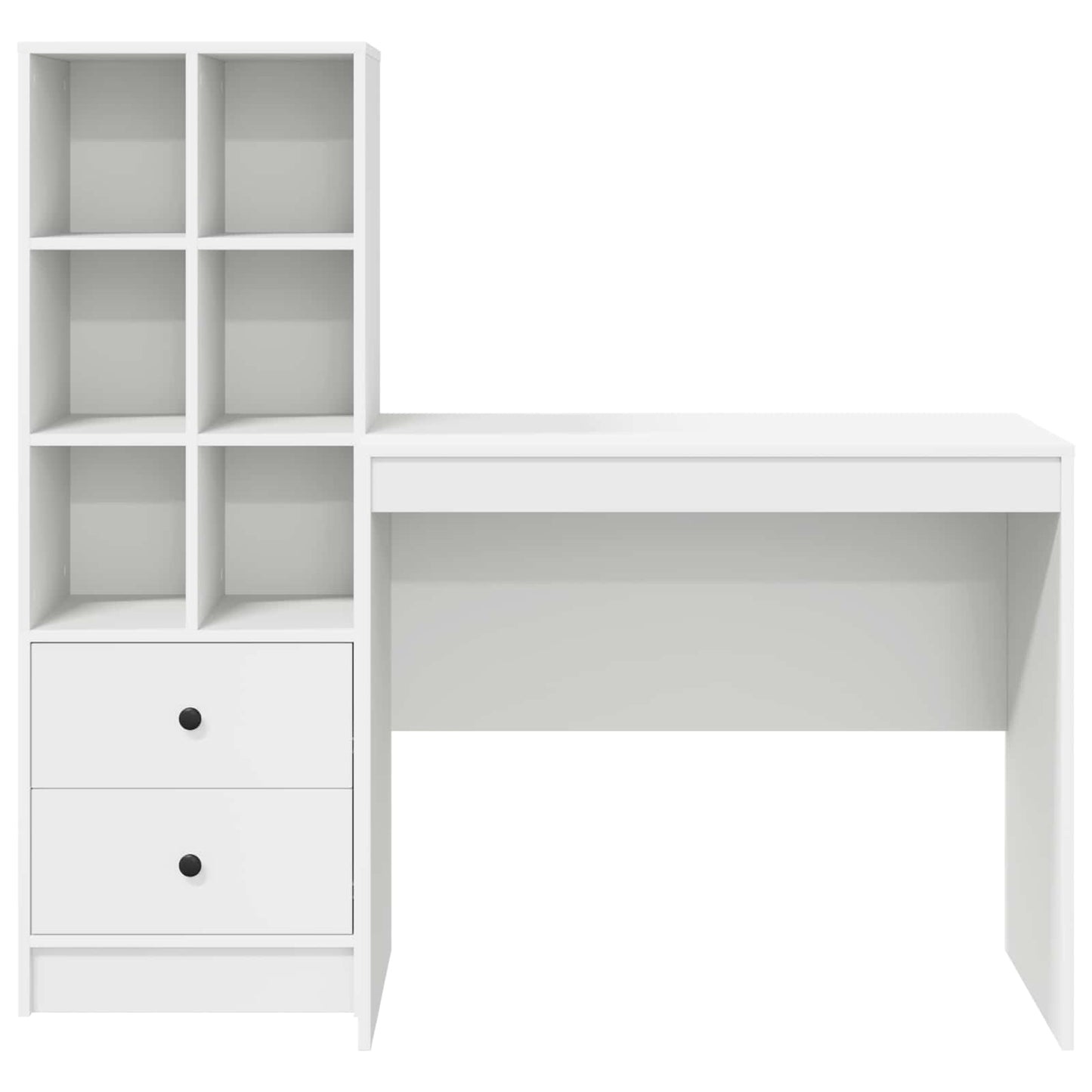 Desk with Drawer with Shelf with Storage 2 pcs White