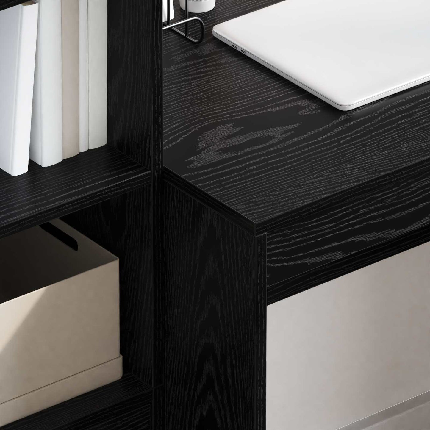Desk with Drawer with Shelf with Storage 2 pcs Black Oak