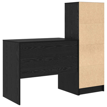 Desk with Drawer with Shelf with Storage 2 pcs Black Oak