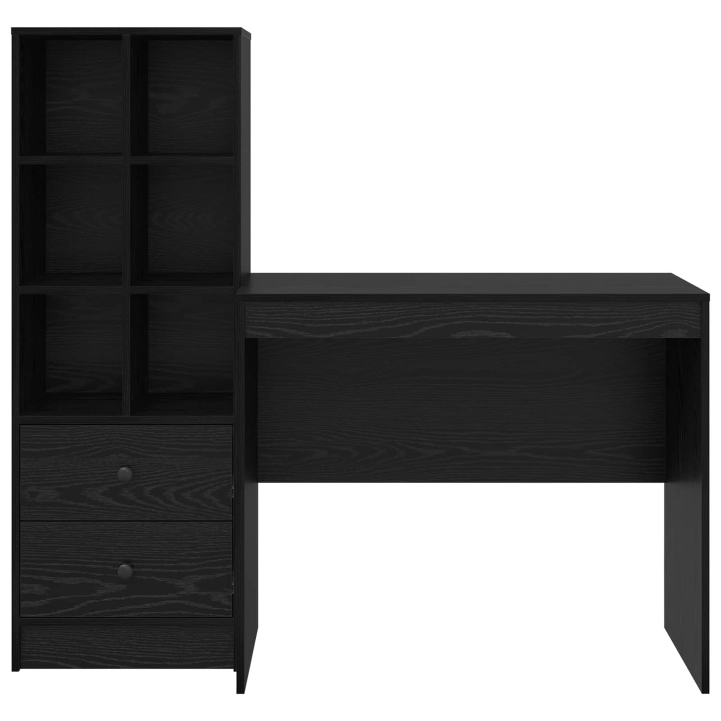Desk with Drawer with Shelf with Storage 2 pcs Black Oak