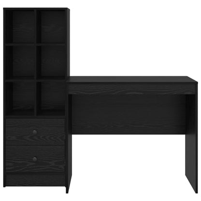 Desk with Drawer with Shelf with Storage 2 pcs Black Oak