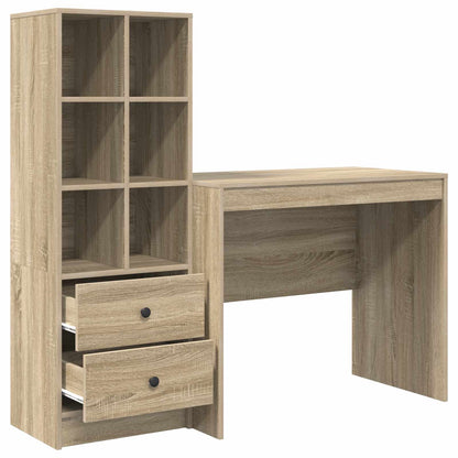 Desk with Drawer with Shelf with Storage 2 pcs Sonoma Oak