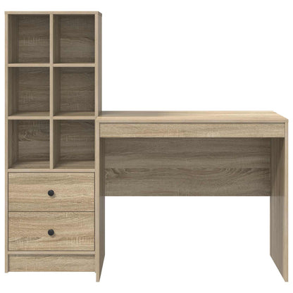 Desk with Drawer with Shelf with Storage 2 pcs Sonoma Oak