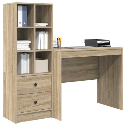 Desk with Drawer with Shelf with Storage 2 pcs Sonoma Oak
