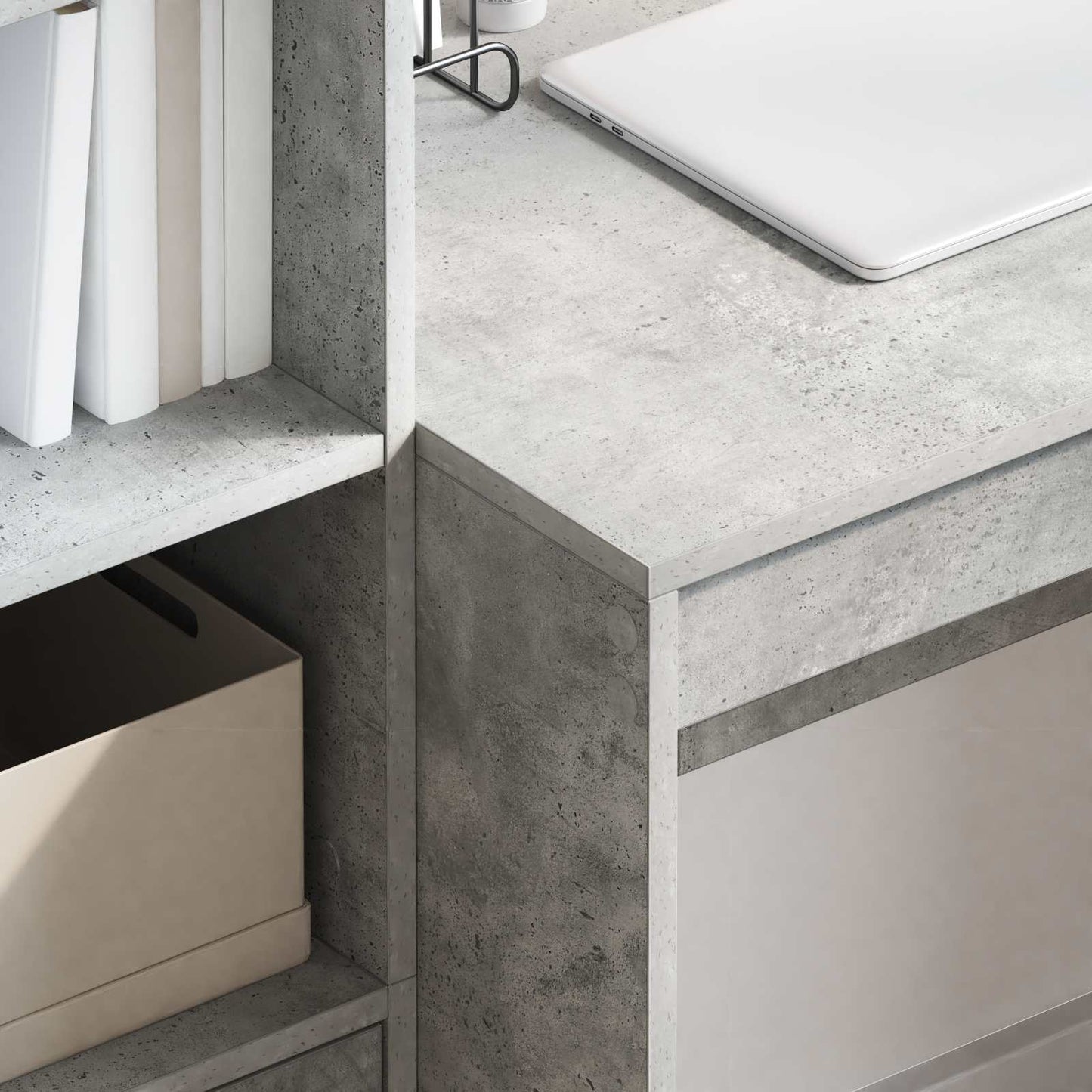 Desk with Drawer with Shelf with Storage 2 pcs Concrete Grey