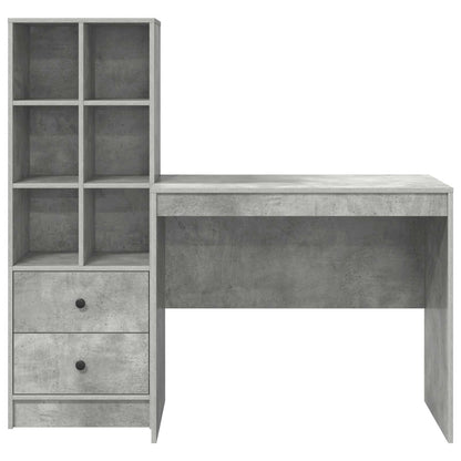 Desk with Drawer with Shelf with Storage 2 pcs Concrete Grey