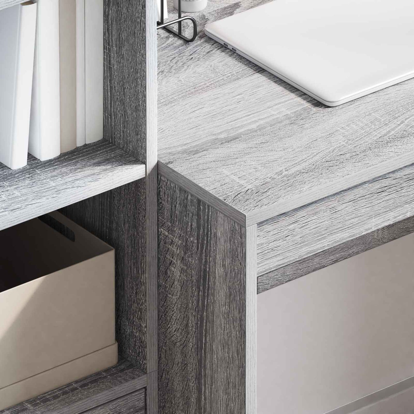 Desk with Drawer with Shelf with Storage 2 pcs Grey Sonoma