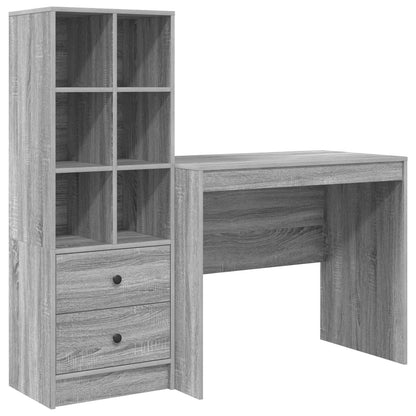 Desk with Drawer with Shelf with Storage 2 pcs Grey Sonoma
