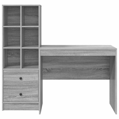 Desk with Drawer with Shelf with Storage 2 pcs Grey Sonoma