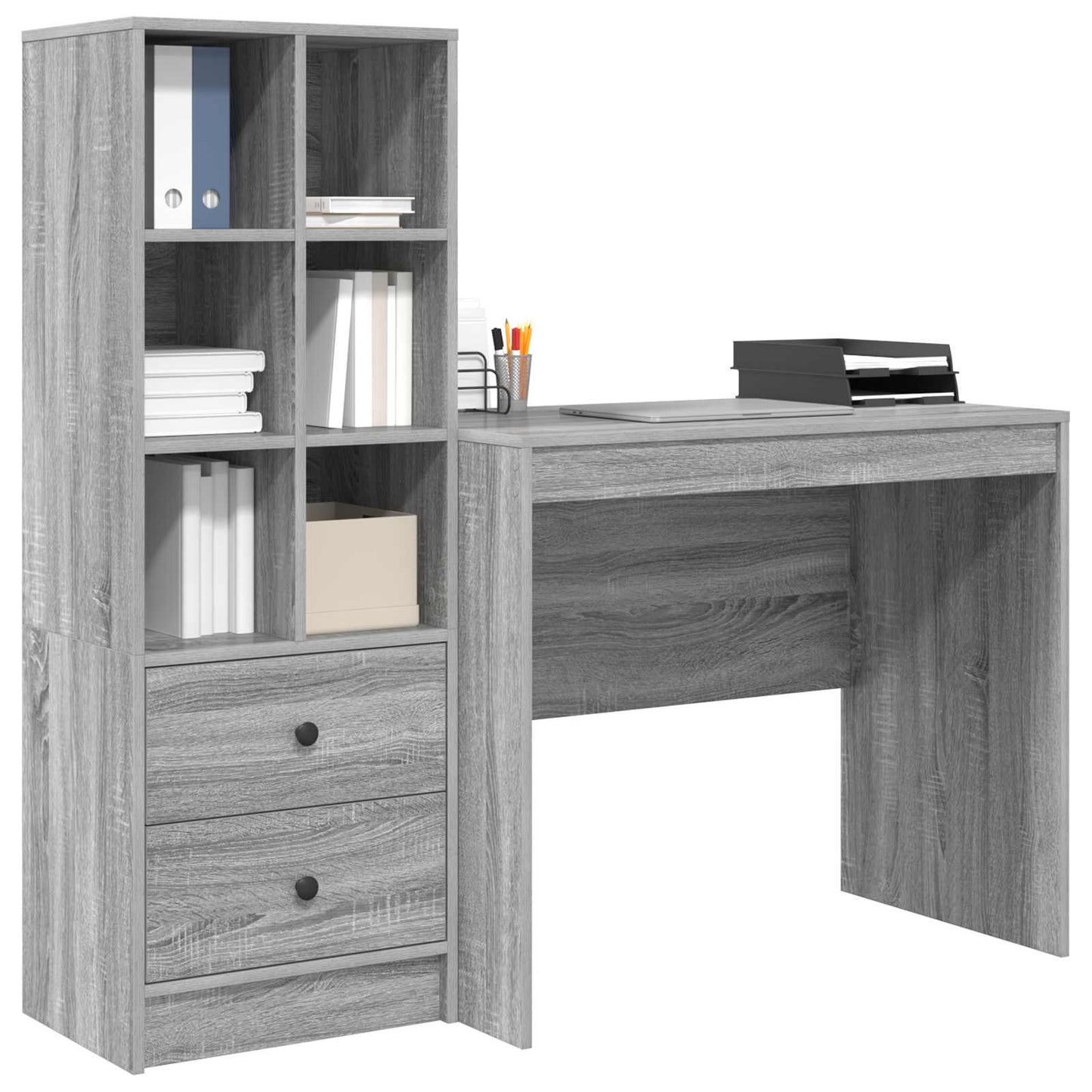Desk with Drawer with Shelf with Storage 2 pcs Grey Sonoma