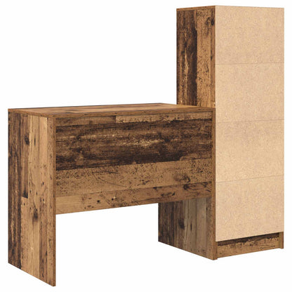 Desk with Drawer with Shelf with Storage 2 pcs Old Wood