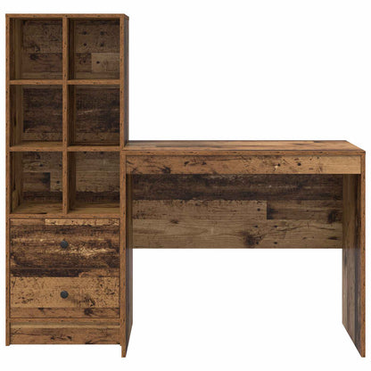 Desk with Drawer with Shelf with Storage 2 pcs Old Wood