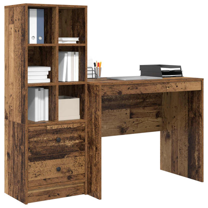 Desk with Drawer with Shelf with Storage 2 pcs Old Wood