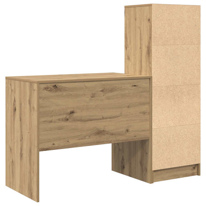 Desk with Drawer with Shelf with Storage 2 pcs Artisan Oak