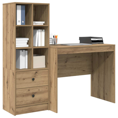 Desk with Drawer with Shelf with Storage 2 pcs Artisan Oak
