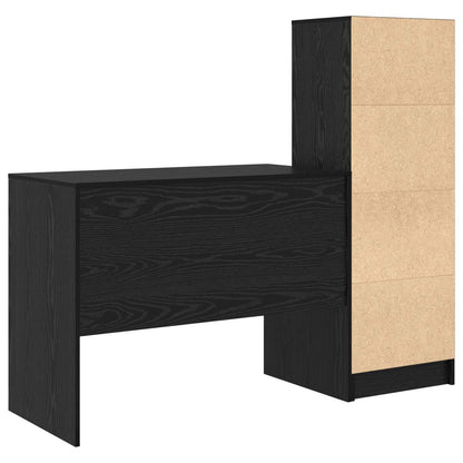 Desk with Drawer 2 pcs Black Oak