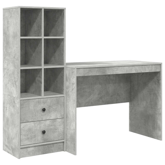 Desk Concrete Grey 145.5 x 50 x 127 cm 2 pcs