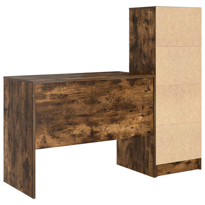 Desk with Drawer 2 pcs Smoked Oak