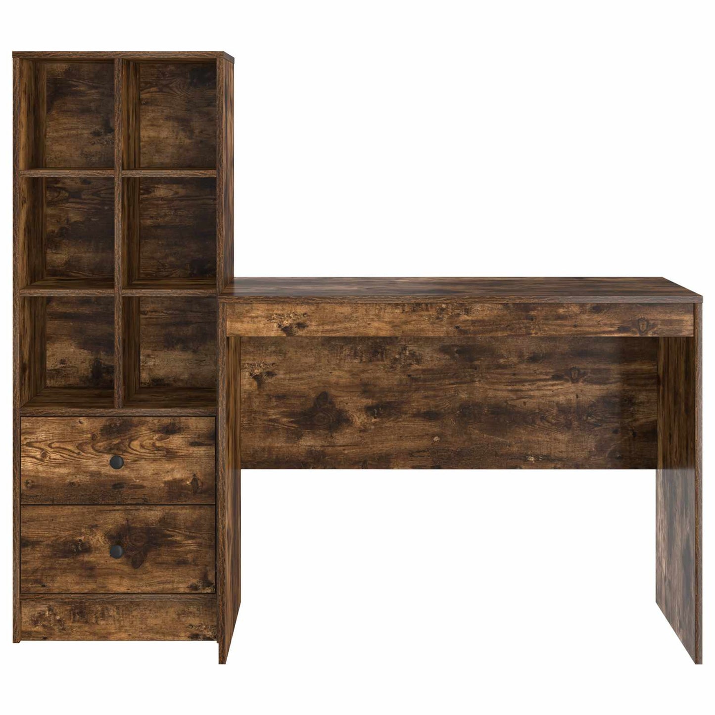 Desk with Drawer 2 pcs Smoked Oak