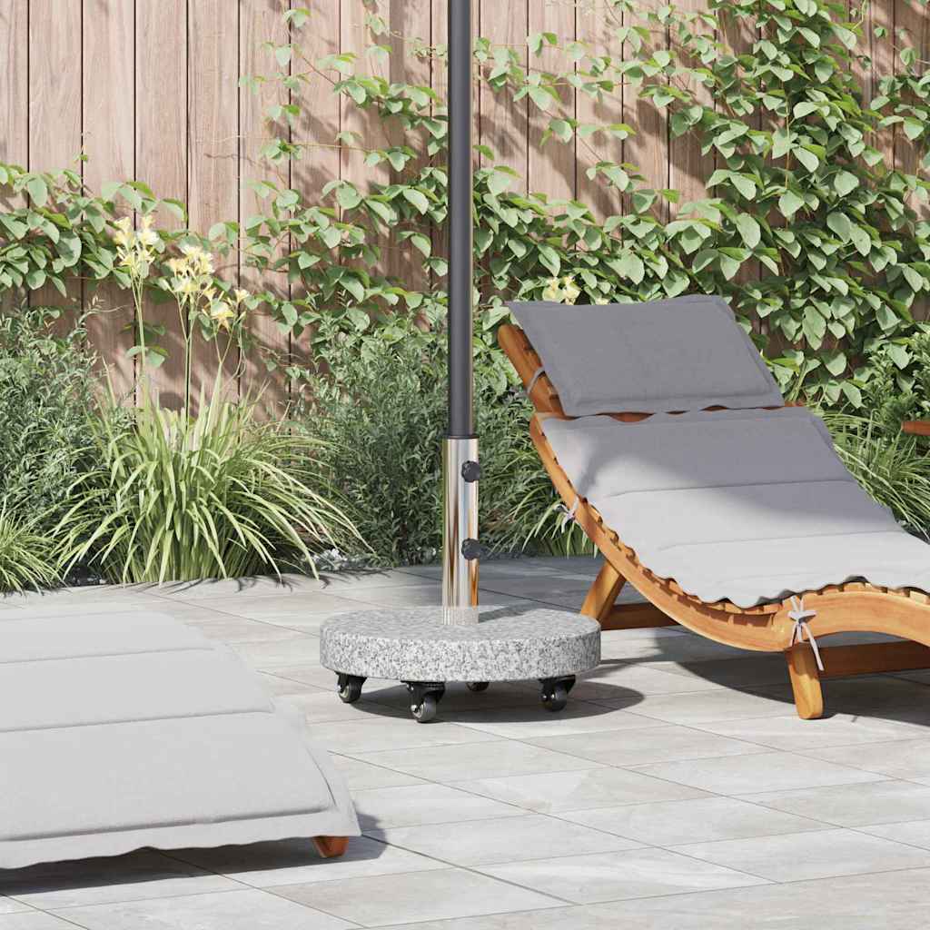 Parasol Base 29.8kg Grey Granite and Stainless Steel Round