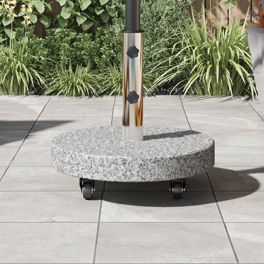 Parasol Base 29.8kg Grey Granite and Stainless Steel Round